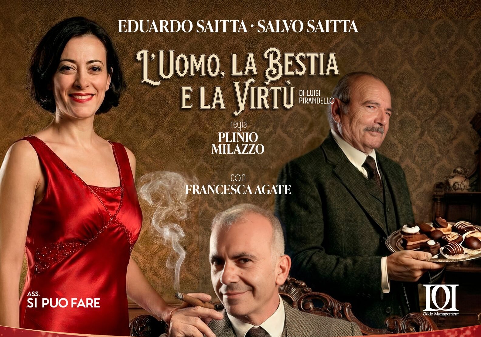 Luigi Pirandello in scena a Marsala. Al Teatro Comunale “Eliodoro Sollima” il 29 dicembre “L’uomo, la bestia e la virtù” per la rassegna della Oddo Management