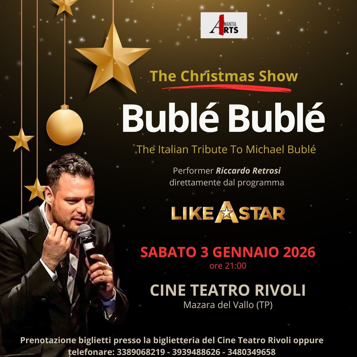 Al Teatro Rivoli di Mazara del Vallo arriva per la prima volta in Sicilia il “Bublé Bublé Christmas Show”