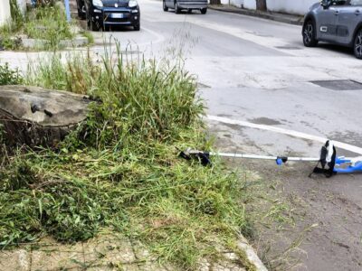 Viale dei Pini infestato dalle erbacce, i cittadini decespugliano al posto del Comune